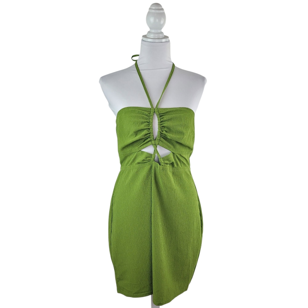 Wild Fable Green Halter Dress Size Large Women Olive Mini Summer Lolita Coquette